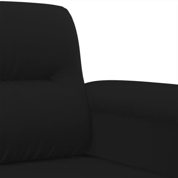 Soffgrupp med kuddar 3 delar svart mikrofibertyg