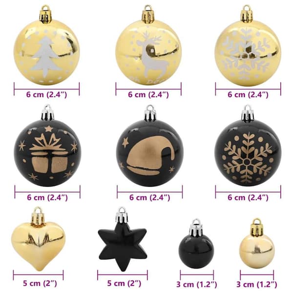Julprydnad Set 40 pcs Svart och Guld Plast