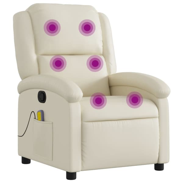 Massagefåtölj krämfärgad konstläder