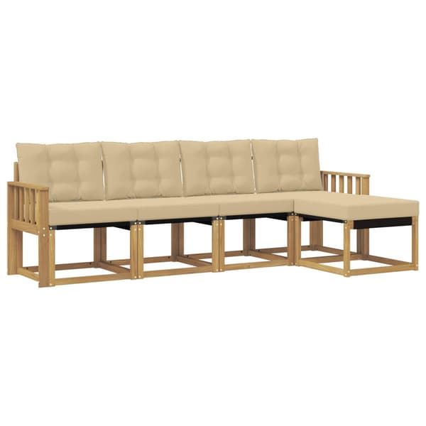 Utomhussoffset med kudde 5 pcs Vit och Beige