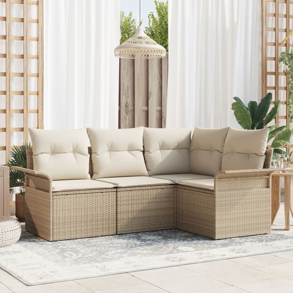 Trädgårdsoffset 4 st Beige konstrotting