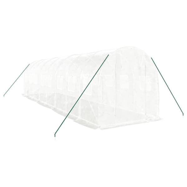 Växthus med stålram vit 16 m² 8x2x2 m
