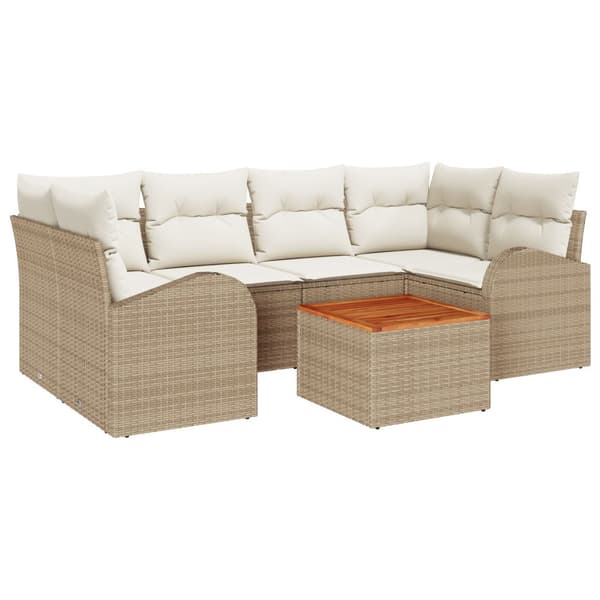 Trädgårdsoffset 7 pcs Beige och gräddfärgad konstrotting