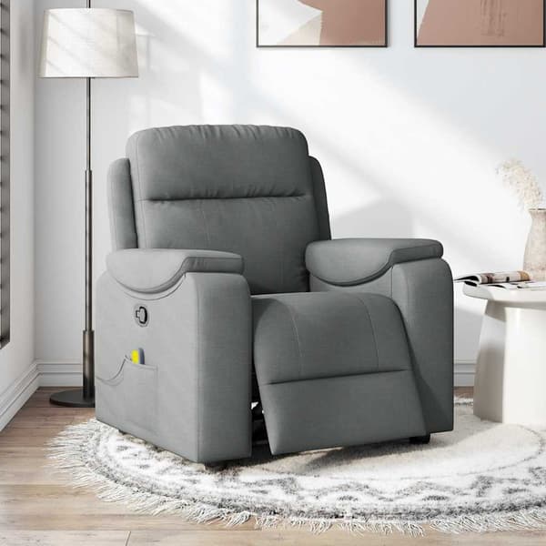 Massagefåtölj mörkgrå tyg