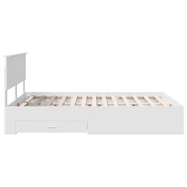 Sängram med huvudgavel Vit 140 x 190 cm Konstruerat trä