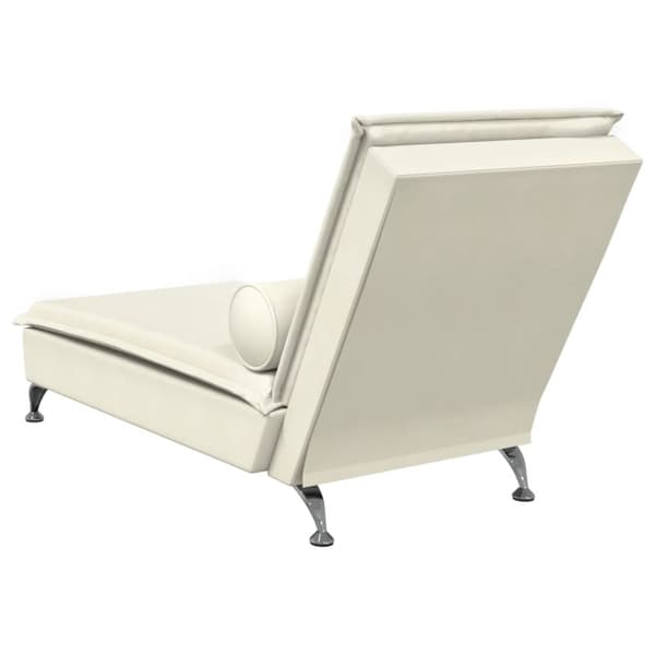 Massageschäslong med bolster gräddvit sammet