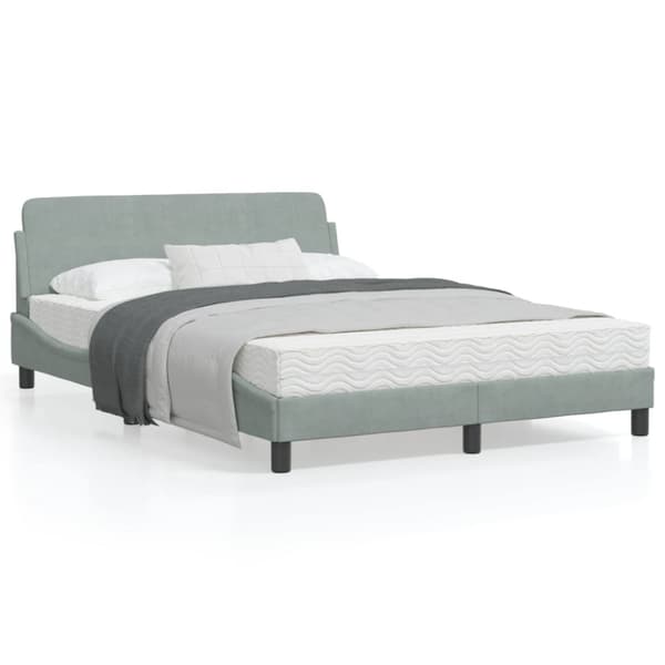 Bed Frame "Dover" Light Grey 140x200 cm Velvet