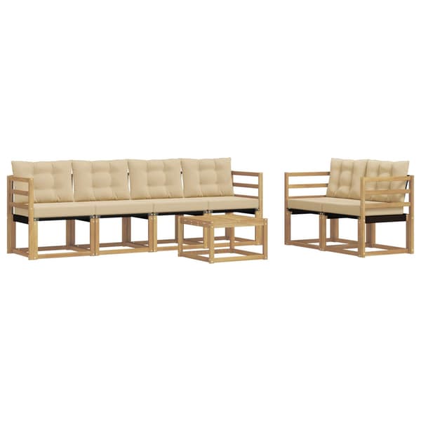 Utomhussoffset med kudde 7 pcs Vit och Beige