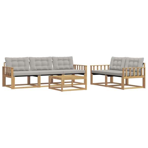 Utomhussoffset 6 pcs Vit och ljusgrå 79 x 79 x 37 cm