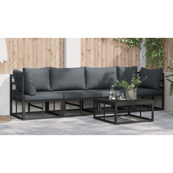 Trädgårdsoffset 4 pcs Svart Metall