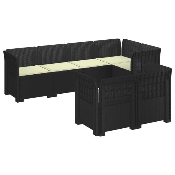 7-sits Soffa med Kuddar Rattanlook PP Antracit