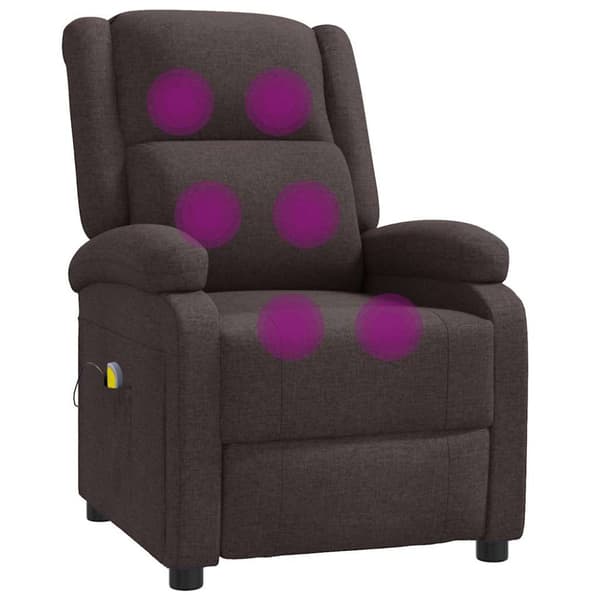 Massagefåtölj mörkbrun tyg