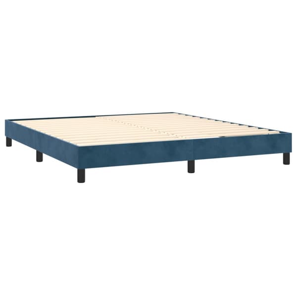 Ramsäng med madrass mörkblå 160x200 cm sammet