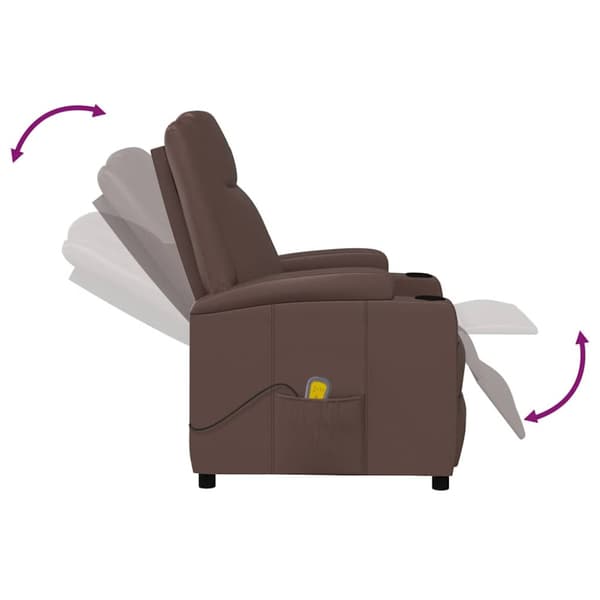 Massagefåtölj brun konstläder