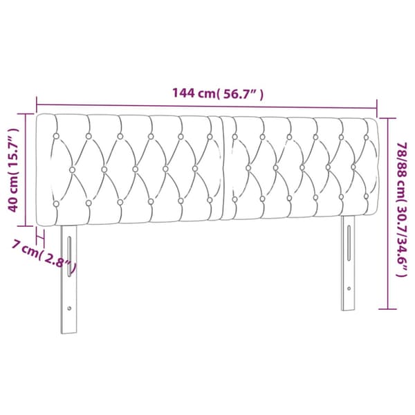 Sänggavel LED mörkgrå 144x7x78/88 cm sammet