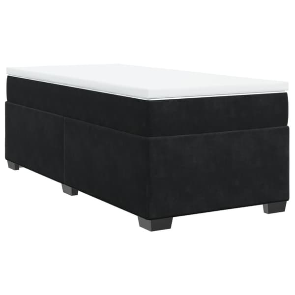 Ramsäng med madrass svart 90x200 cm sammet