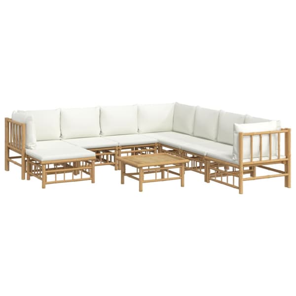 Loungegrupp 9 delar gräddvita dynor bambu