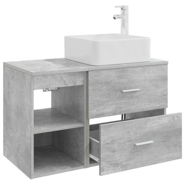 Badrumsmöbelset 2 pcs Betonggrå Konstruerat trä