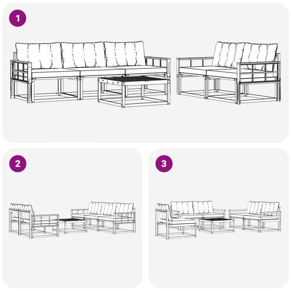 Utomhussoffset 6 pcs Vit och grädde 79 x 79 x 37 cm