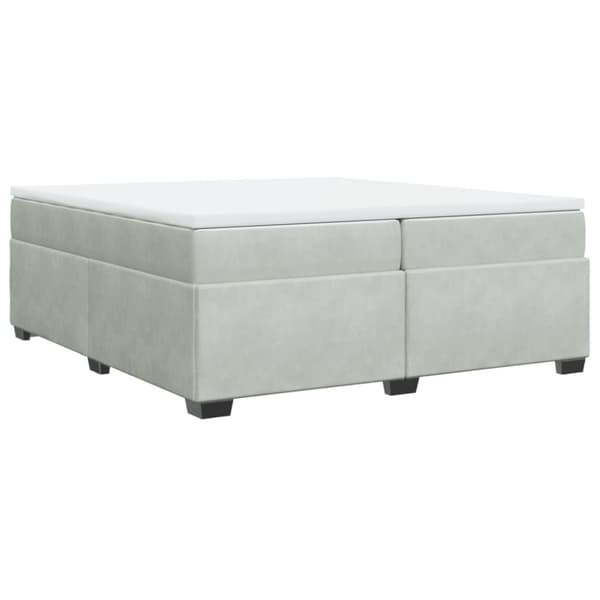 Ramsäng med madrass ljusgrå 200x200 cm sammet