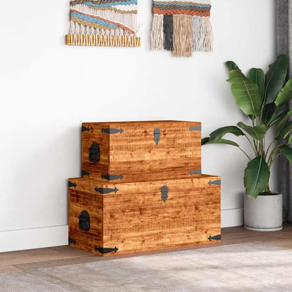 Förvaringskista set 2 st robust mangoträ