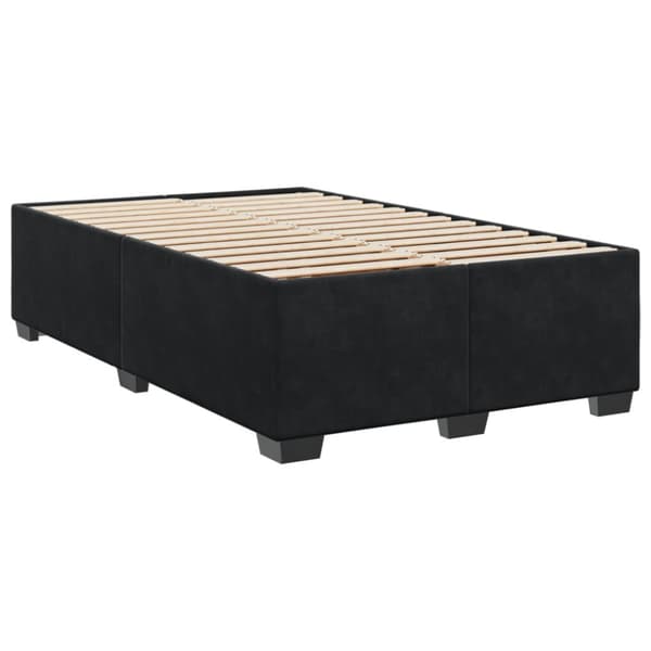 Ramsäng med madrass svart 120x190 cm sammet