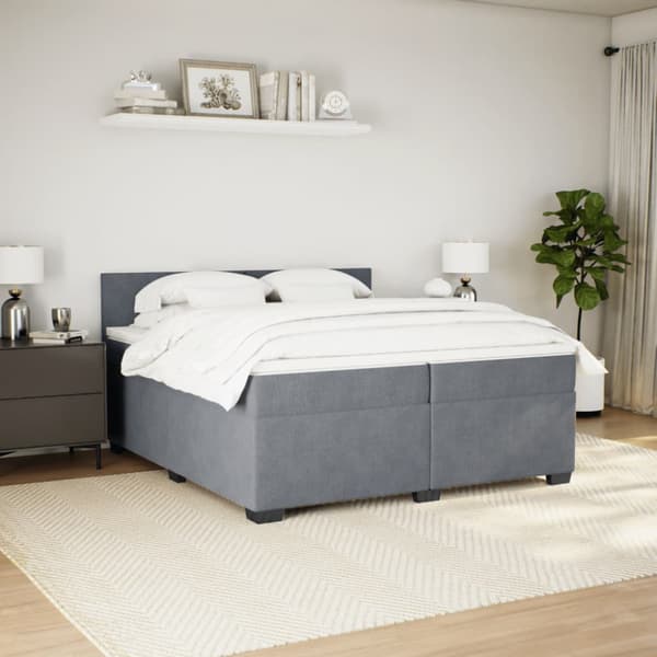 Ramsäng med madrass mörkgrå 200x200 cm sammet