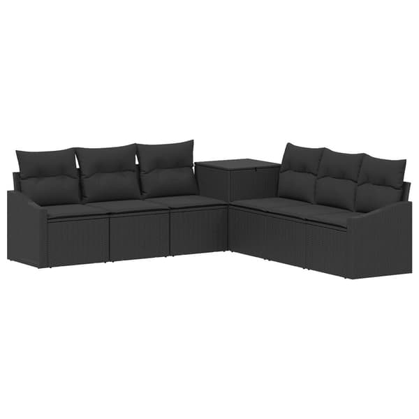 Soffset 7 pcs Svart Poly Rattan och stål