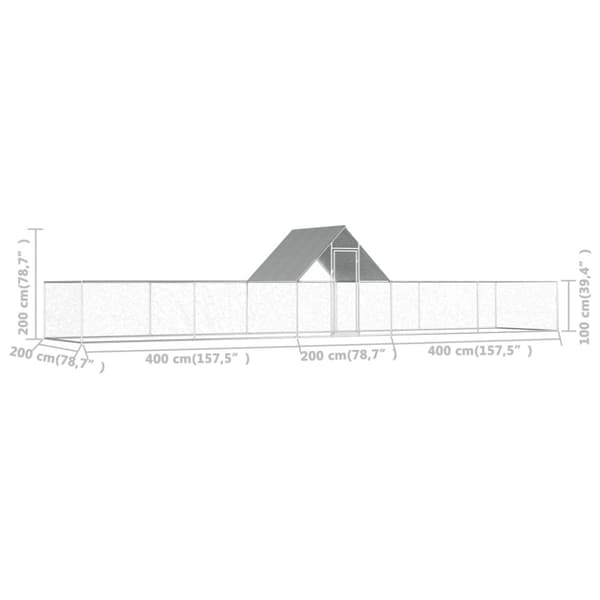Hönsbur 10x2x2 m galvaniserat stål