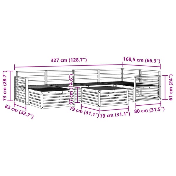 Utomhussoffset 7 pcs Naturfärg