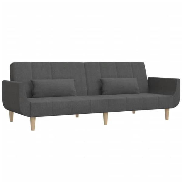 Bäddsoffa 2-sits med två kuddar mörkgrå tyg