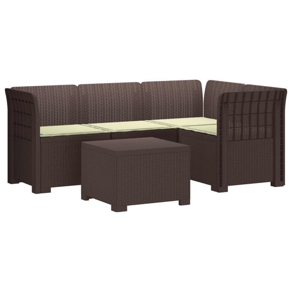 4-sits Trädgårdsoffa med Kuddar Rattan Look PP Brun