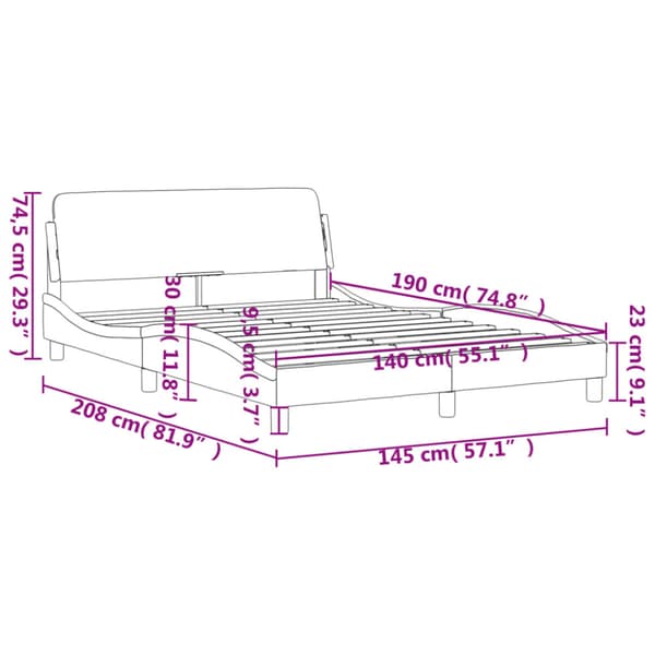 Bed Frame "Dover" Cream 140x190 cm Fabric