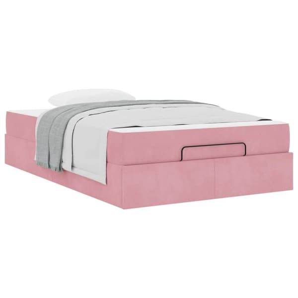 Sängram med madrass 2 pcs Rosa Sammet