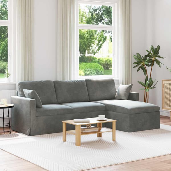 Soffa Mörkgrå 228 x 134 x 80 cm Sammet