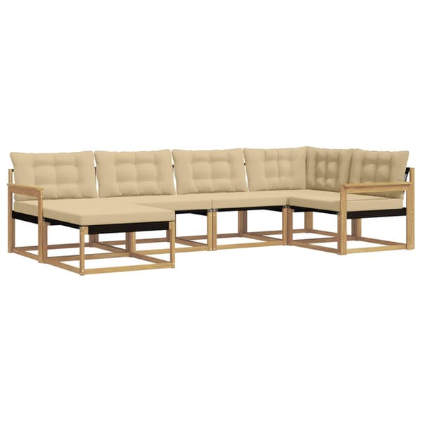 Utomhussoffset med kudde 6 pcs Vit och Beige