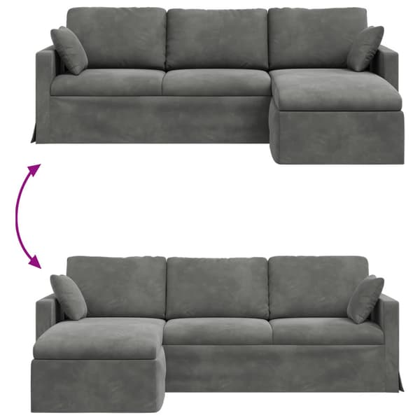 Soffa Mörkgrå 228 x 134 x 80 cm Sammet