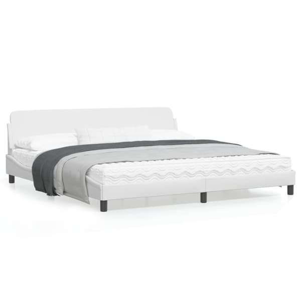 Bed Frame "Dover" White 200x200 cm Faux Leather