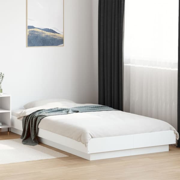 Sängram vit 90x200 cm konstruerat trä