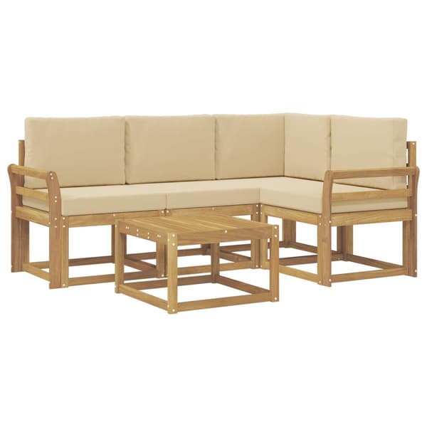 Utomhussoffset med kudde 5 pcs Vit och Beige