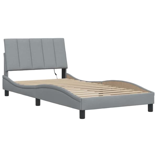 Bed Frame without Mattress "Hanko" Light Grey 100x200cm Fabric