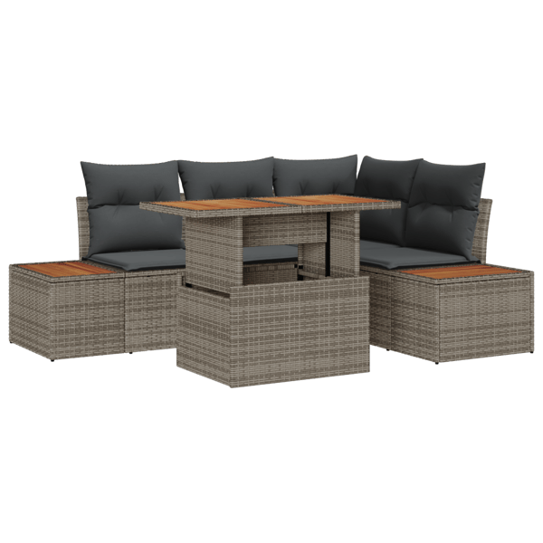 Trädgårdsoffset med lagring 5 pcs Grå Poly rattan