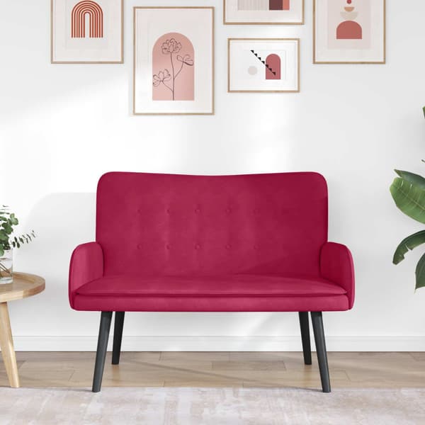 Tvåsitssoffa Vinröd 115 x 61 x 87 cm Sammet