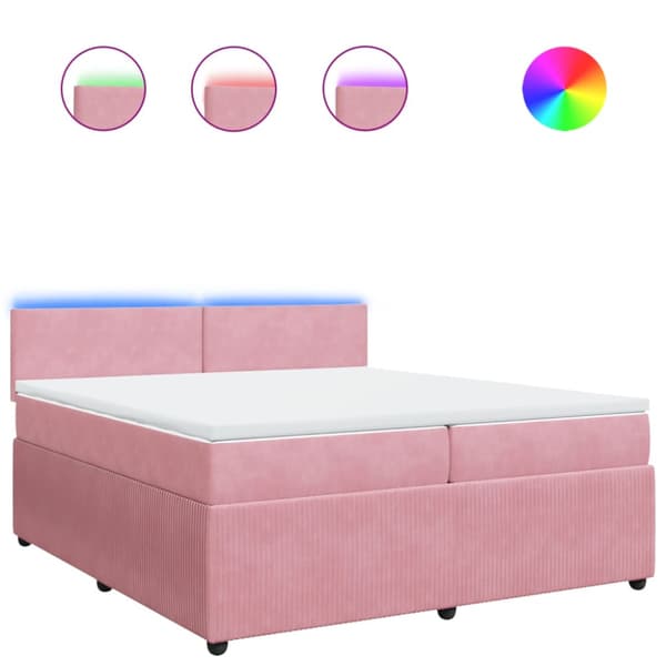 Ramsäng med madrass rosa 200x200 cm sammet
