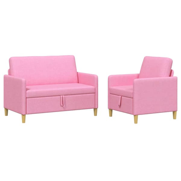 Soffgrupp med förvaring 2 pcs Rosa Polyester