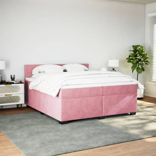 Ramsäng med madrass rosa 200x200 cm sammet