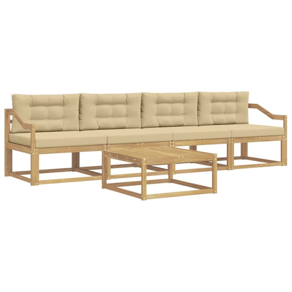 Utomhussoffset med kudde 4 pcs Vit och Beige