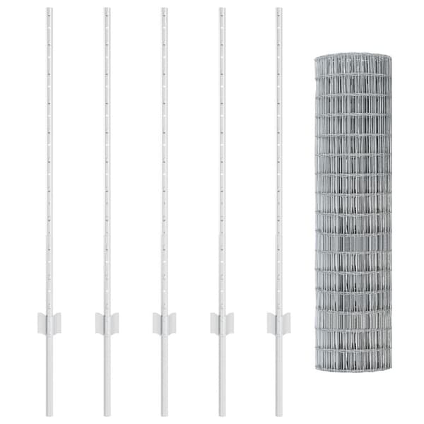 Stängsel med stolpe Silver 1 x 10 m Stål