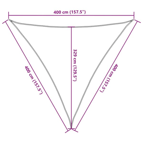Solsegel 160 g/m² triangulär ljusgrå 4x4x4 m HDPE