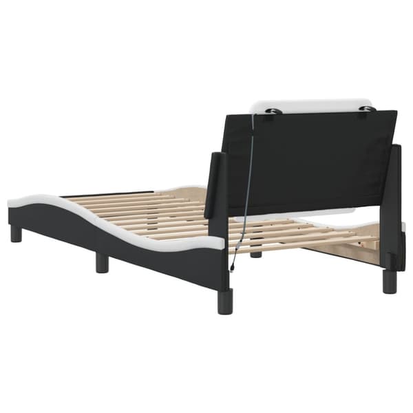 Bed Frame with LED without Mattress "Zadar" Black and White 80x200 cm